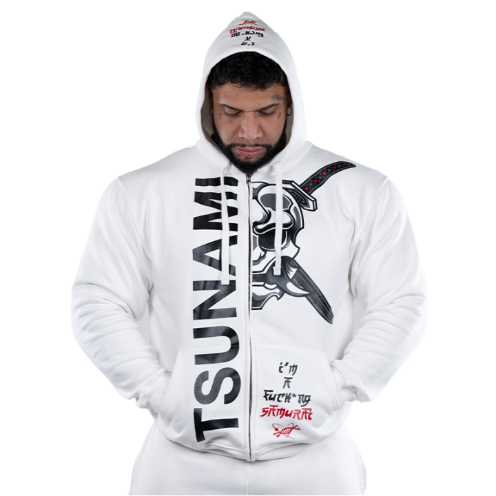 Felpa Samurai con cappuccio bianca