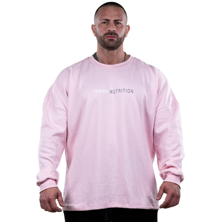T-shirt Box Logo Oversize manica lunga Tsunami Uomo Rosa