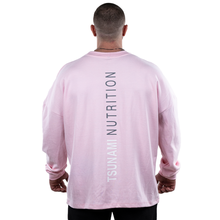 T-shirt Box Logo Oversize manica lunga Tsunami Uomo Rosa