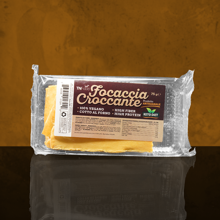Focaccia proteica crujiente baja en carbohidratos 75 g