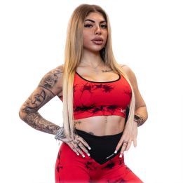 TN Clothing Damska koszulka bezszwowa Tie Dye Top Red - Tsunami Nutrition