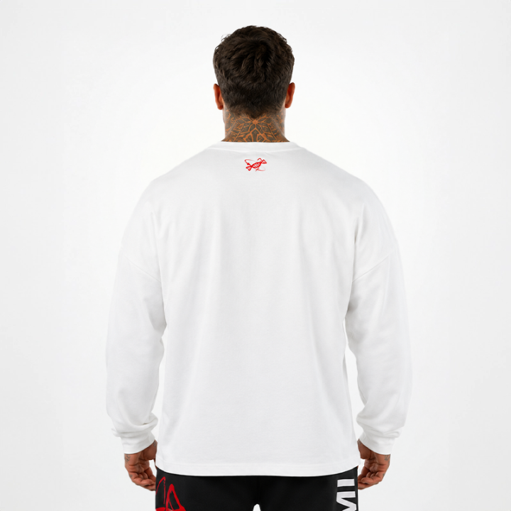 Tsunami Men's Box Logo Oversize Long Sleeve T-shirt White