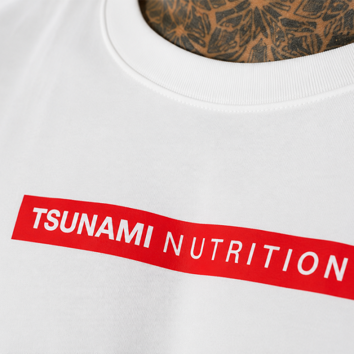Męska koszulka z długim rękawem Tsunami Box Logo Oversize biała