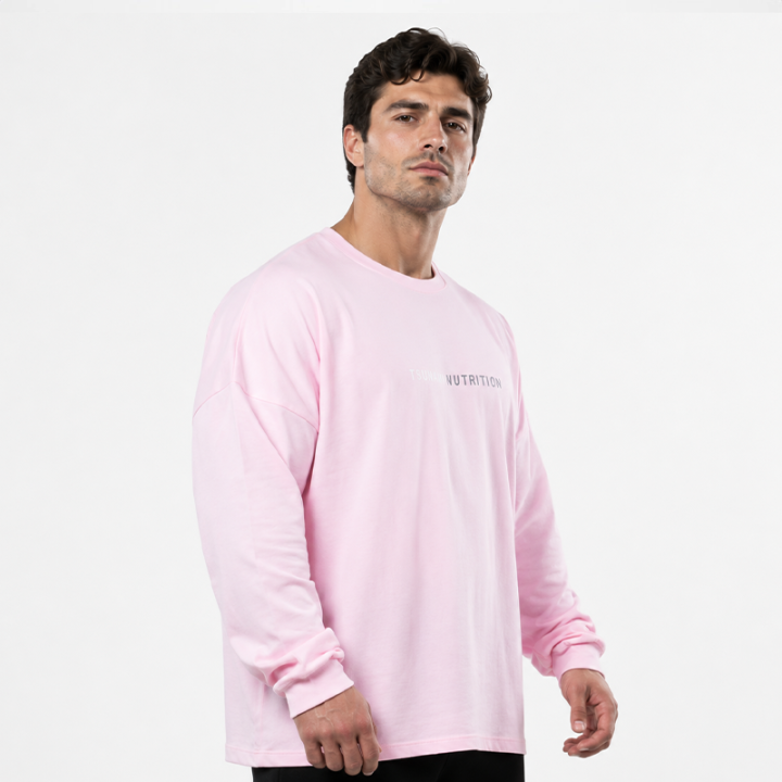 T-shirt Box Logo Oversize manica lunga Tsunami Uomo Rosa
