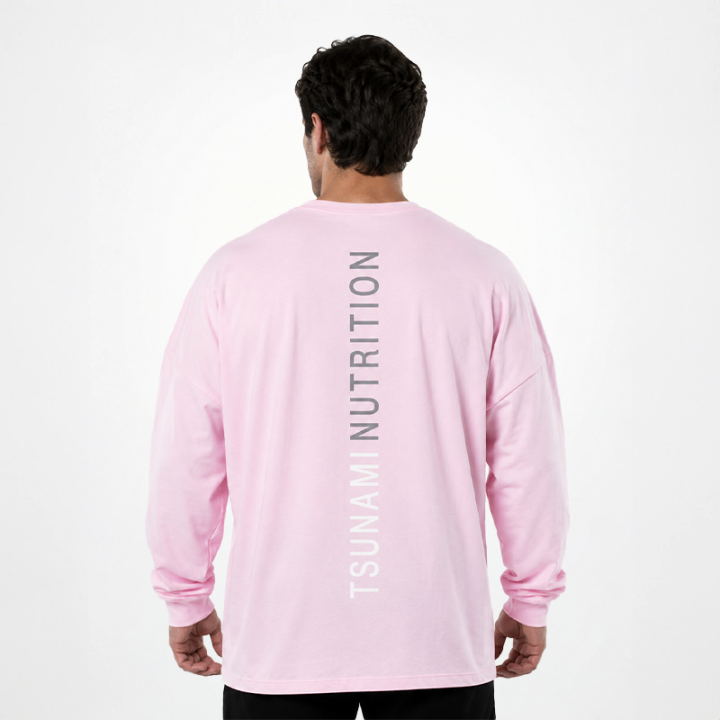 T-shirt Box Logo Oversize manica lunga Tsunami Uomo Rosa