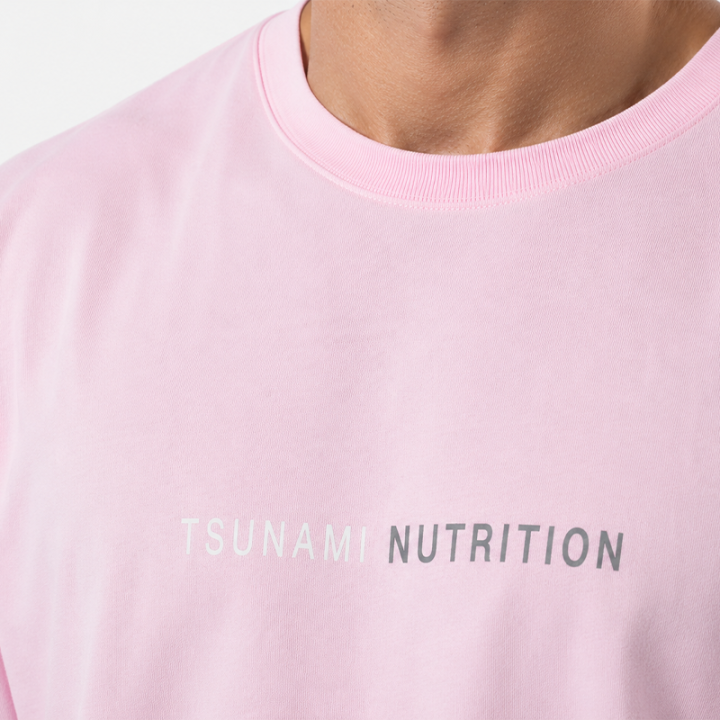 T-shirt Box Logo Oversize manica lunga Tsunami Uomo Rosa