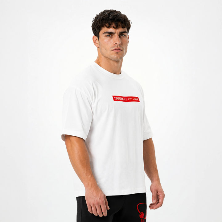 Tsunami Men's Box Logo Oversize T-shirt Blanco