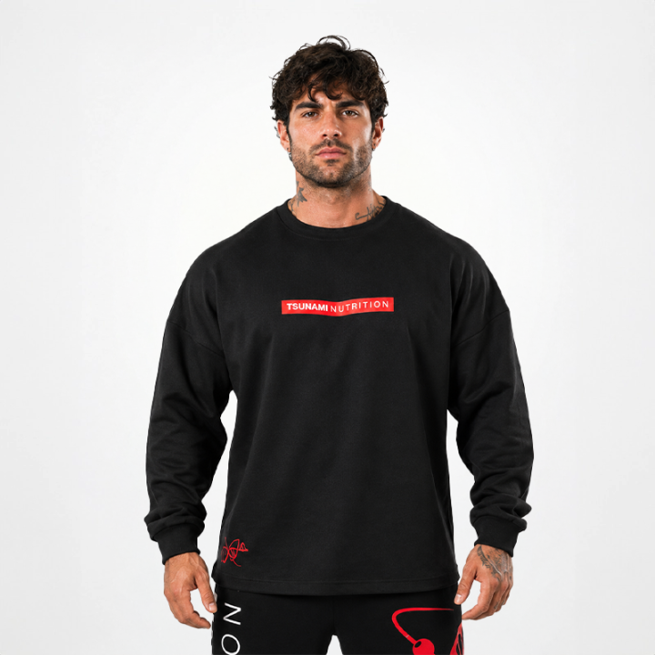 Tsunami Men's Box Logo Oversize Long Sleeve T-shirt Black
