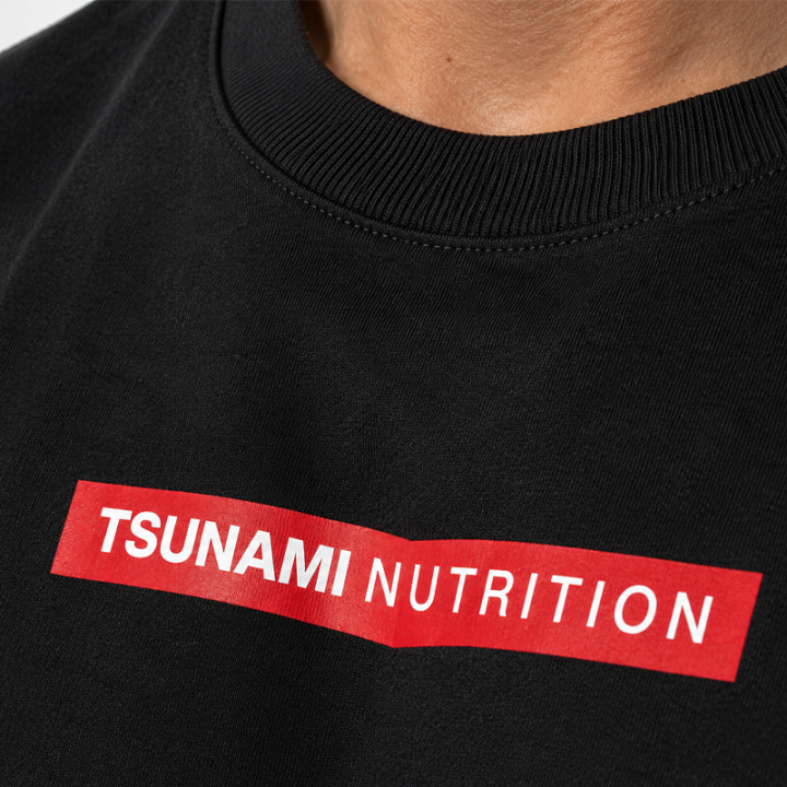 T-shirt Box Logo Oversize manica lunga Tsunami Uomo Nera