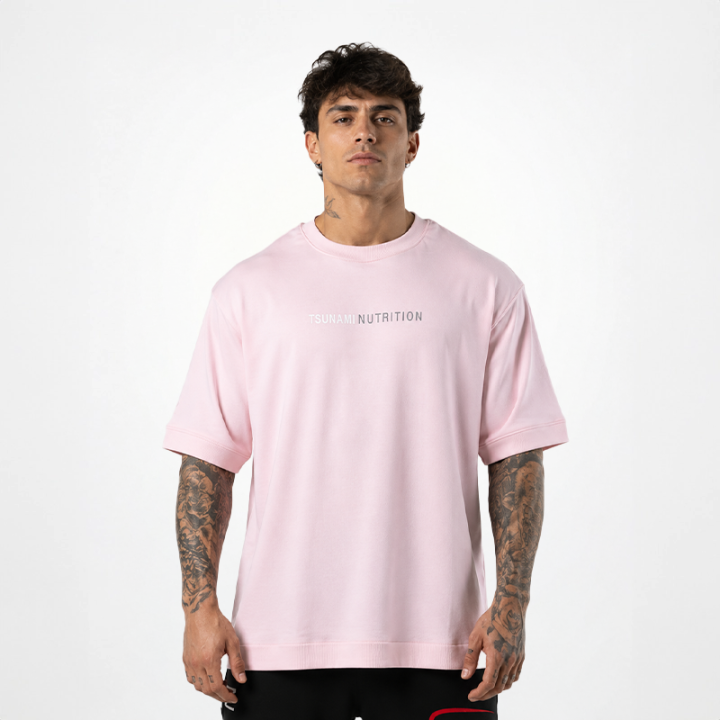 Tsunami T-shirt oversize hommes rose