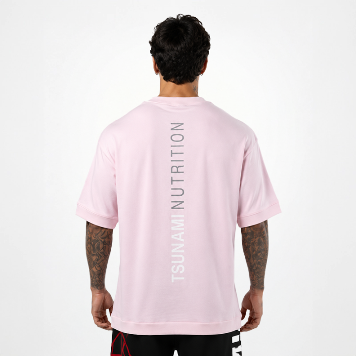 Tsunami Herren-T-Shirt in Übergröße Rosa