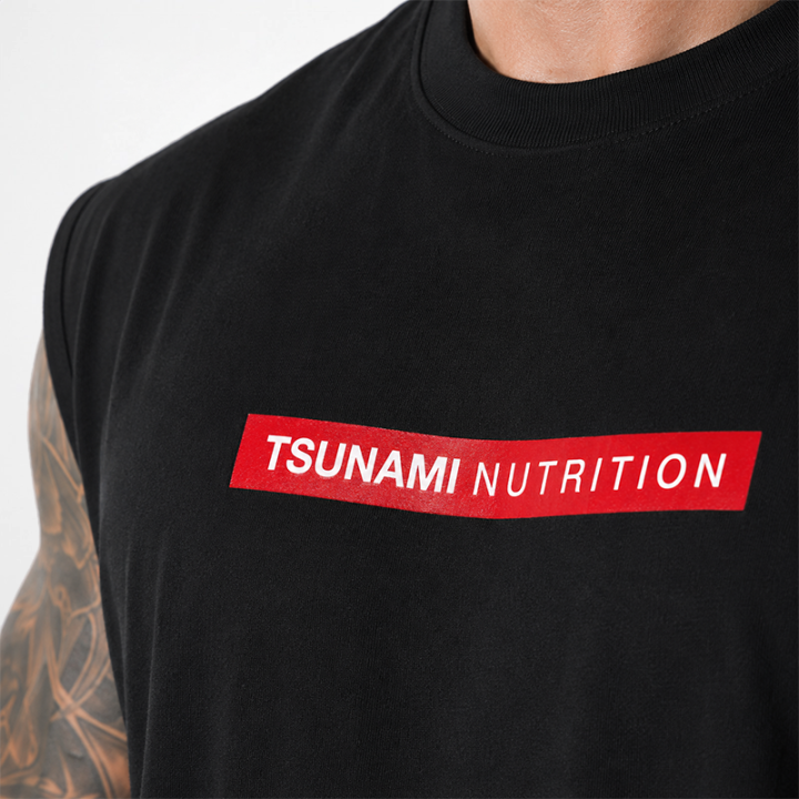 T-shirt Box Logo Oversize Tsunami Uomo Nero