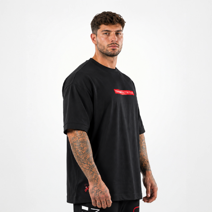 Tsunami Men's Oversized Box Logo T-Shirt Schwarz