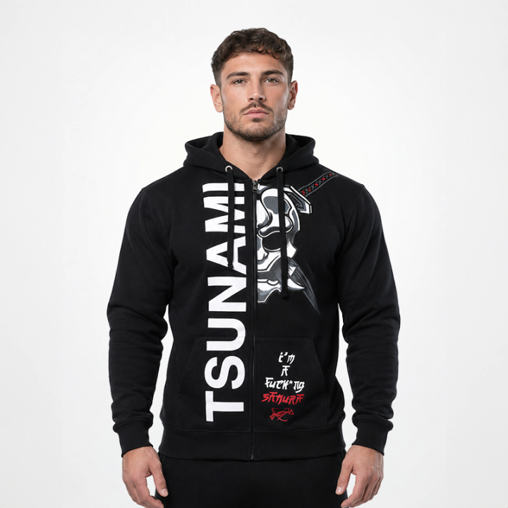 Felpa Samurai con cappuccio nera