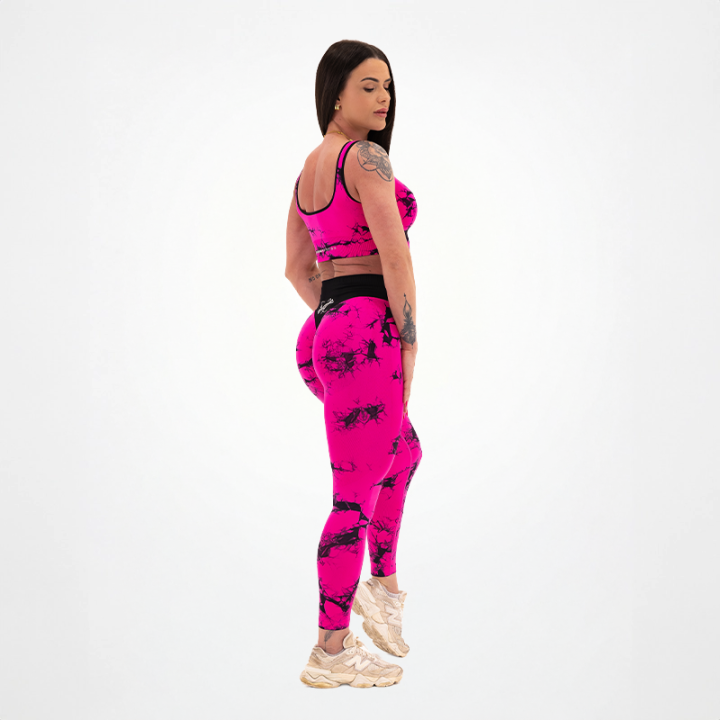 Tsunami Clothing Leggings Seamless donna tie dye fucsia - Tsunami Nutrition