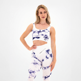 TN Clothing Top Donna Seamless Tie Dye Bianco - Tsunami Nutrition