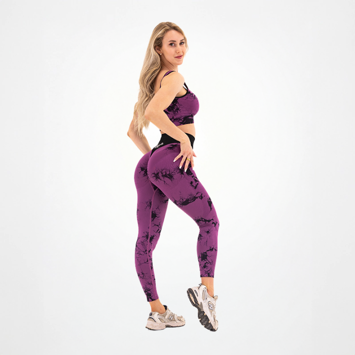Tsunami Clothing Leggings Seamless donna tie dye borgogna - Tsunami Nutrition
