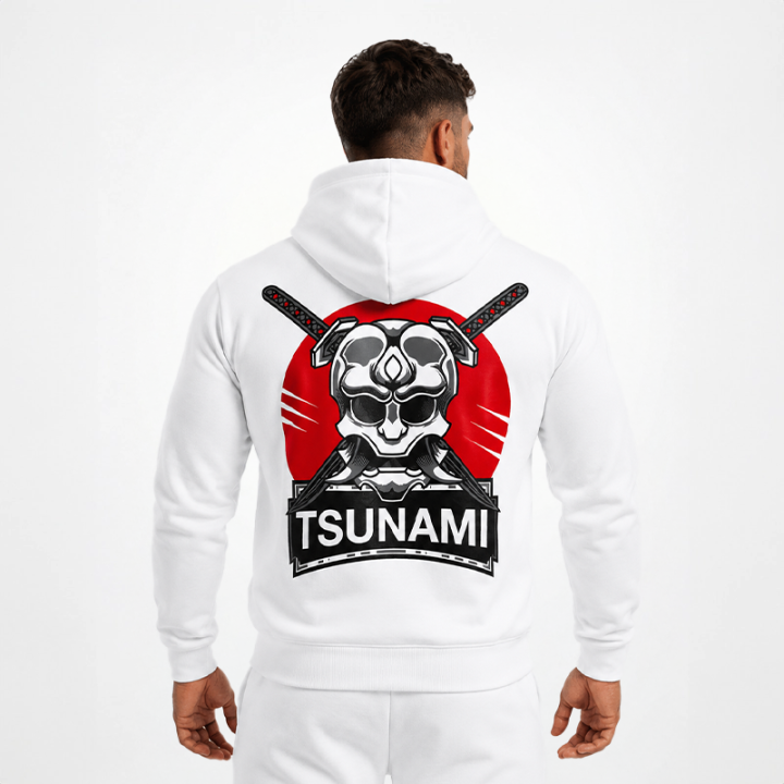 Weißer Samurai-Kapuzenpulli