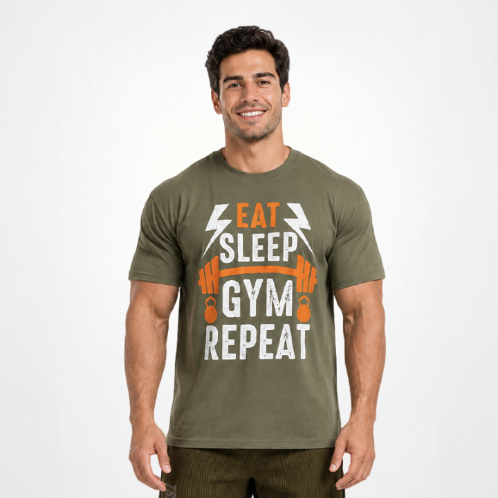T-Shirt Oversize Vintage "EAT-SLEEP-GYM-REPEAT"