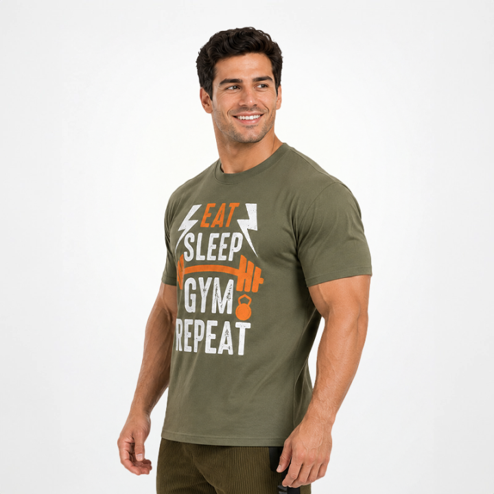 T-Shirt Oversize Vintage "EAT-SLEEP-GYM-REPEAT"