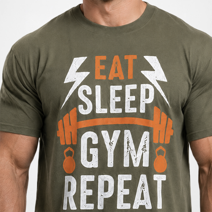 T-Shirt Oversize Vintage "EAT-SLEEP-GYM-REPEAT"