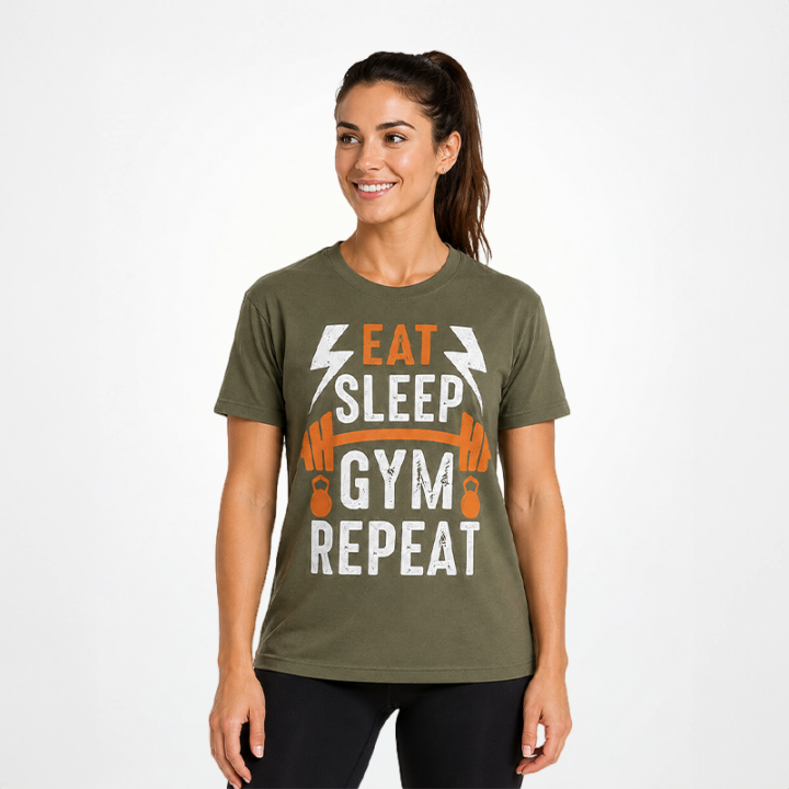 T-Shirt Oversize Vintage "EAT-SLEEP-GYM-REPEAT"